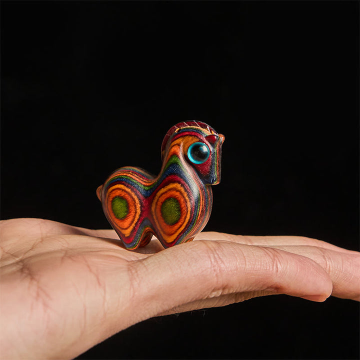 Buddha Stones, Jahr des Pferdes, geschnitztes Tang-Pferd, Regenbogen-Eukalyptus, kreative Schreibtischdekoration - image 4