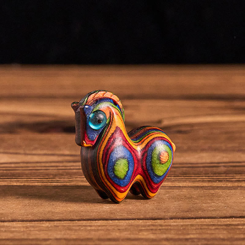 Buddha Stones, Jahr des Pferdes, geschnitztes Tang-Pferd, Regenbogen-Eukalyptus, kreative Schreibtischdekoration - Tang-Pferd - 37 x 37 x 10 mm - image 0