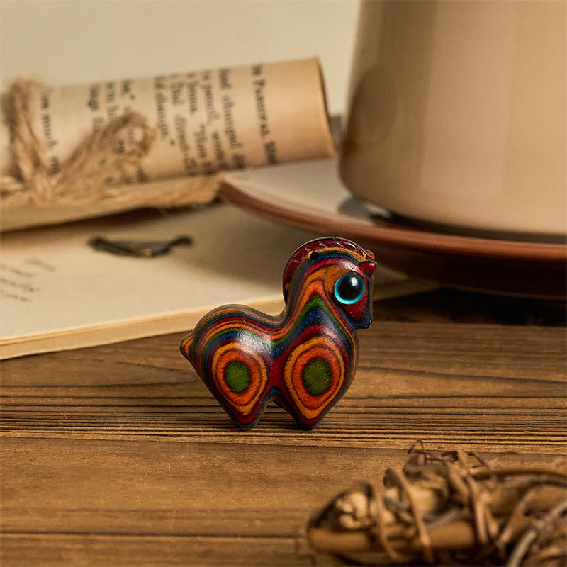 Buddha Stones, Jahr des Pferdes, geschnitztes Tang-Pferd, Regenbogen-Eukalyptus, kreative Schreibtischdekoration - image 1