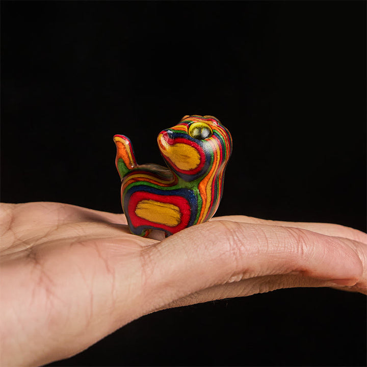 Buddha Stones, geschnitztes niedliches Kätzchen, Regenbogen-Eukalyptus, stressreduzierende Dekoration - image 11