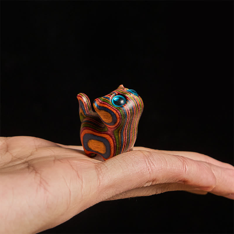 Buddha Stones, geschnitztes niedliches Kätzchen, Regenbogen-Eukalyptus, stressreduzierende Dekoration - image 5