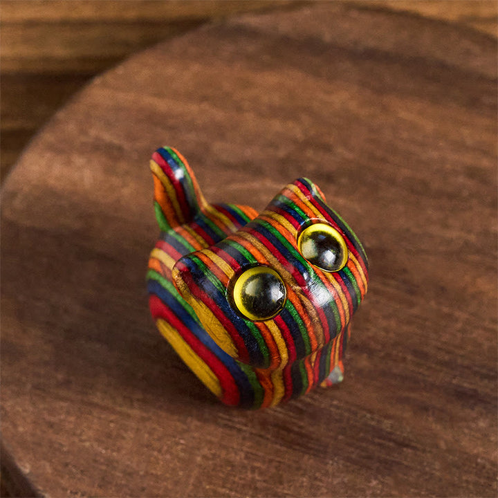 Buddha Stones, geschnitztes niedliches Kätzchen, Regenbogen-Eukalyptus, stressreduzierende Dekoration - Katze mit gelben Augen (3,3 x 3,2 x 2,1 cm) - image 7