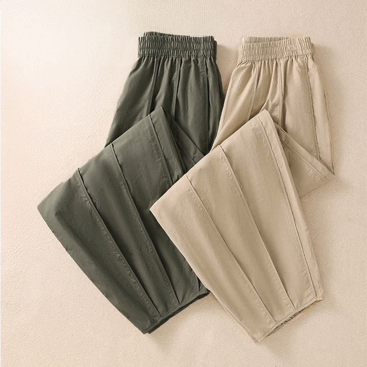 Buddha Stones Sommerliche, schlichte, einfarbige, hochtaillierte Damen-Haremshose mit Falten und Taschen - image 22