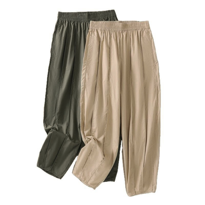 Buddha Stones Sommerliche, schlichte, einfarbige, hochtaillierte Damen-Haremshose mit Falten und Taschen - image 24