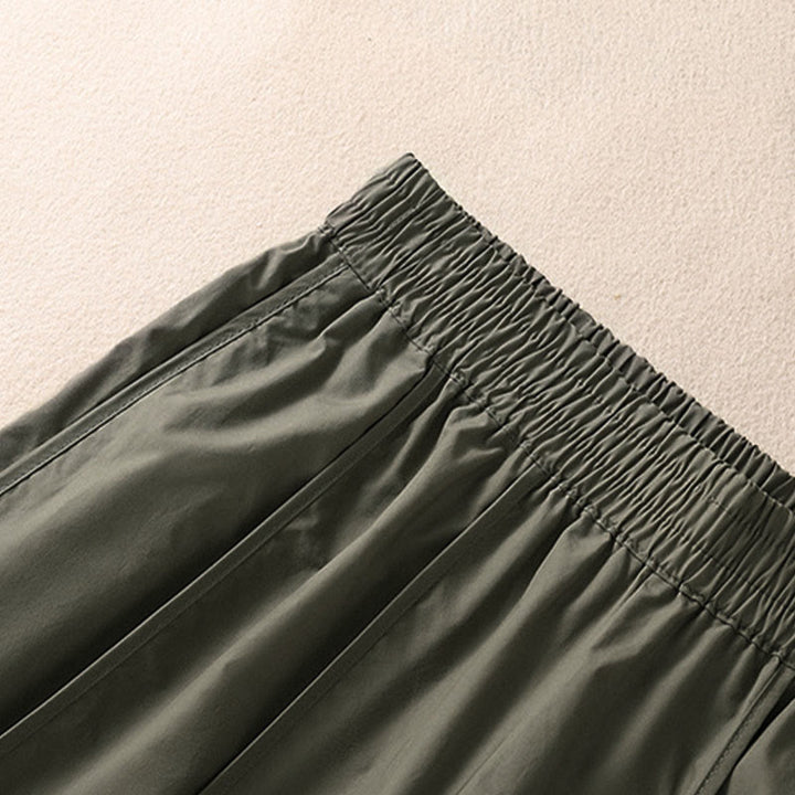 Buddha Stones Sommerliche, schlichte, einfarbige, hochtaillierte Damen-Haremshose mit Falten und Taschen - image 5