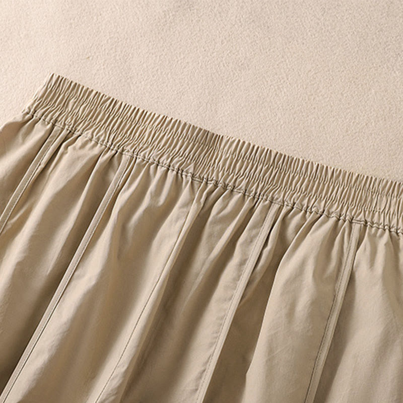 Buddha Stones Sommerliche, schlichte, einfarbige, hochtaillierte Damen-Haremshose mit Falten und Taschen - image 11