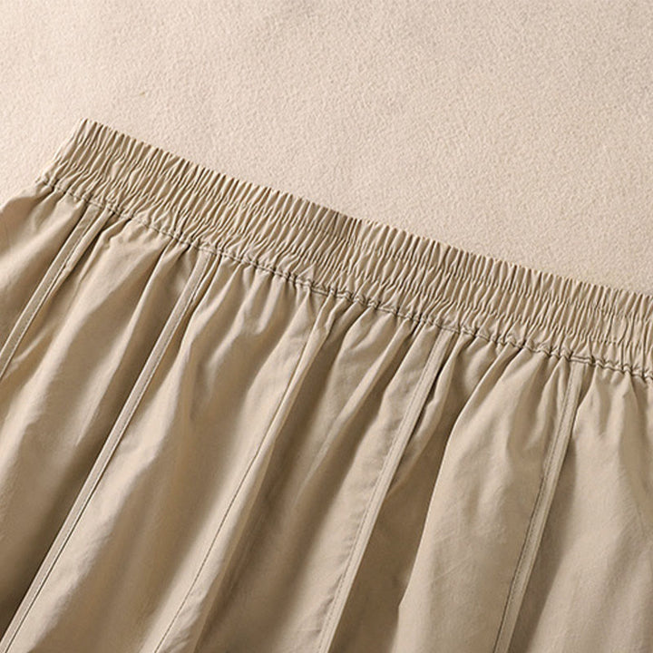 Buddha Stones Sommerliche, schlichte, einfarbige, hochtaillierte Damen-Haremshose mit Falten und Taschen - image 11