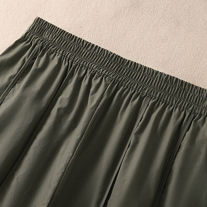 Buddha Stones Sommerliche, schlichte, einfarbige, hochtaillierte Damen-Haremshose mit Falten und Taschen - image 3