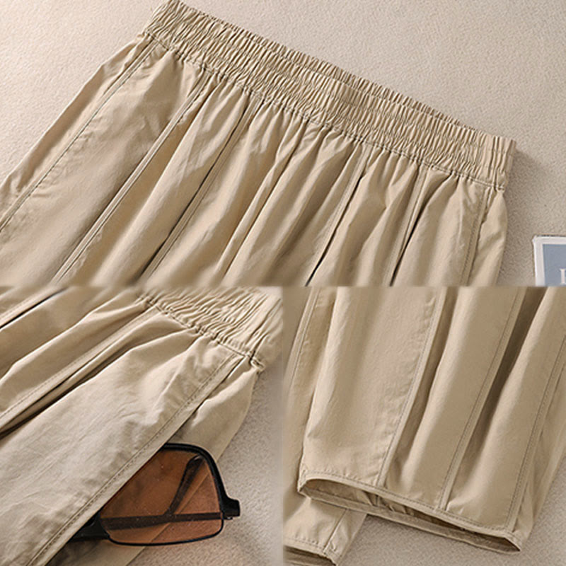 Buddha Stones Sommerliche, schlichte, einfarbige, hochtaillierte Damen-Haremshose mit Falten und Taschen - image 20