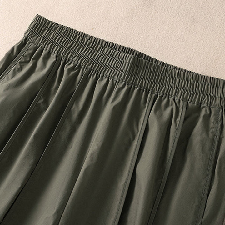 Buddha Stones Sommerliche, schlichte, einfarbige, hochtaillierte Damen-Haremshose mit Falten und Taschen - image 4