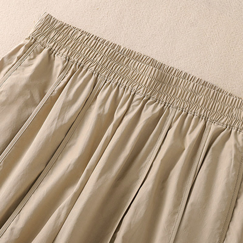 Buddha Stones Sommerliche, schlichte, einfarbige, hochtaillierte Damen-Haremshose mit Falten und Taschen - image 12