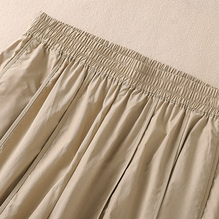 Buddha Stones Sommerliche, schlichte, einfarbige, hochtaillierte Damen-Haremshose mit Falten und Taschen - image 12