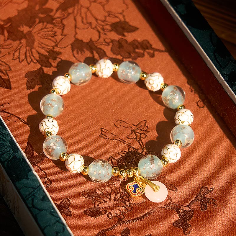 Buddha Stones ​​Blaues Liuli-Glas-Segensarmband - image 2