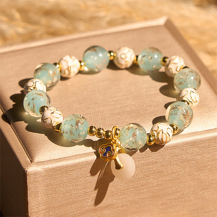 Buddha Stones ​​Blaues Liuli-Glas-Segensarmband - Liuli Glass (Handgelenkumfang: 15-16 cm) - image 0