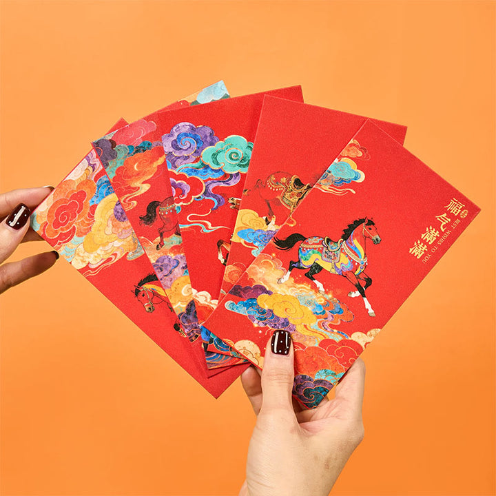 Buddha Stones ​​Jahr des Pferdes 2026 Neujahrssegen 6 Stück Chinesischer roter Umschlag - image 4