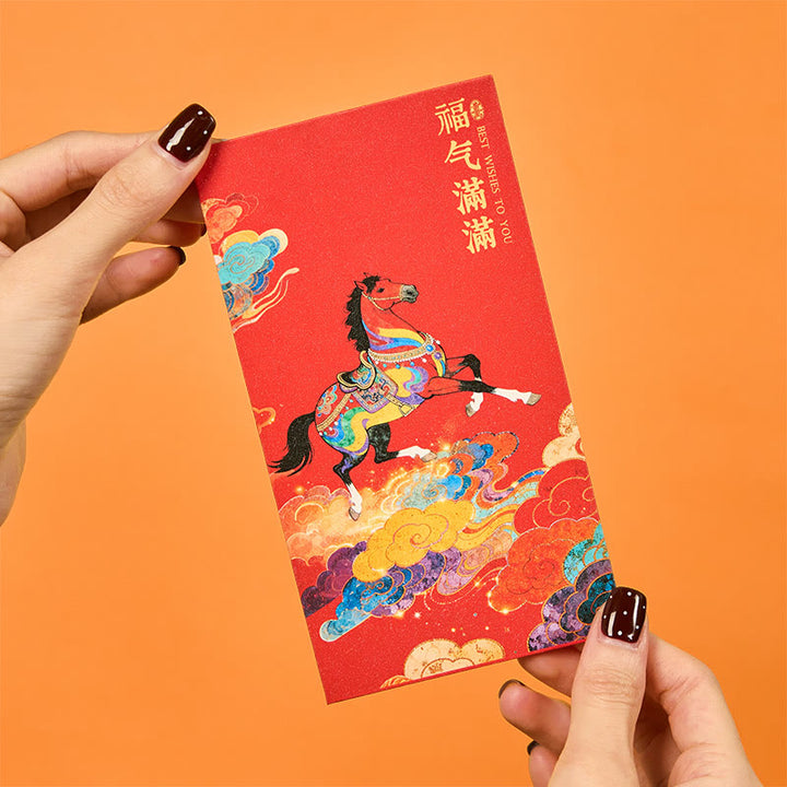 Buddha Stones ​​Jahr des Pferdes 2026 Neujahrssegen 6 Stück Chinesischer roter Umschlag - image 2