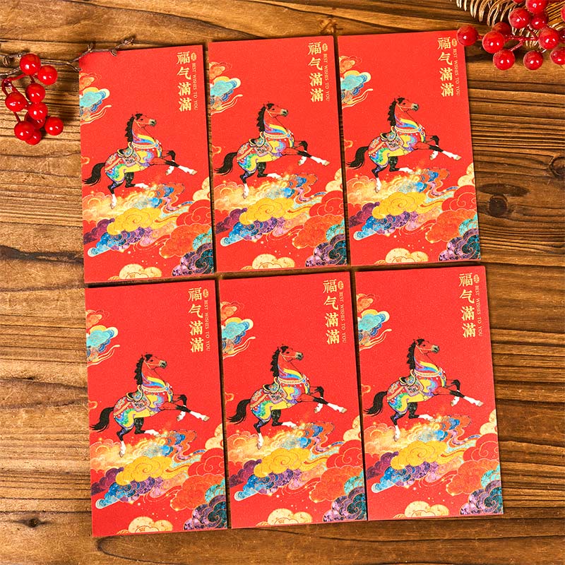 Buddha Stones ​​Jahr des Pferdes 2026 Neujahrssegen 6 Stück Chinesischer roter Umschlag - Roter Umschlag voller Segen - image 1
