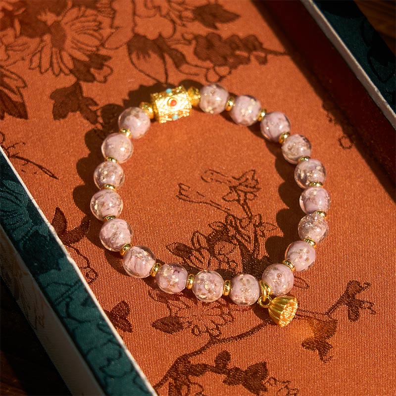 Buddha Stones ​​Lila Liuli-Glas-Glücksarmband - image 2