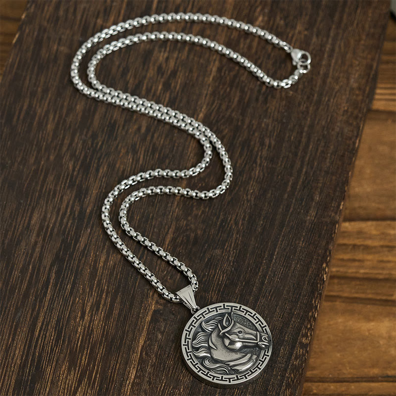 Buddha Stones ​​Jahr des Pferdes Titanstahl Waage-Halskette Anhänger - image 4