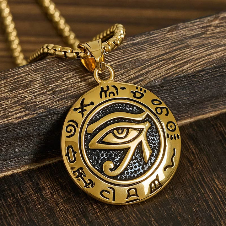 Buddha Stones ​​Titanstahl-Anhänger mit bösem Blick für Balance - Böser Blick aus goldenem Titanstahl - image 7