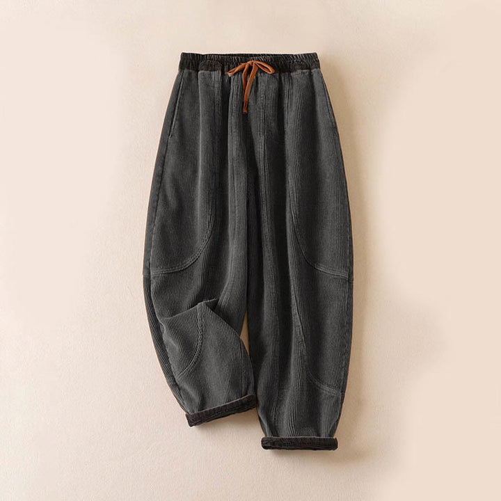 Buddha Stones Damen-Haremshose aus Cord-Baumwolle mit Thermo-Fleece-Futter und Taschen in Farbkontrast - Fleecegefütterte Version - Grau - US16, UK/AU20, EU48 (3XL) - image 24