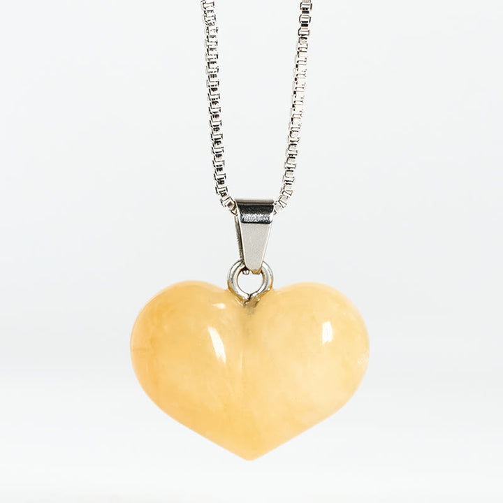 Buddha Stones ​​Herz-Design Amethyst Topas Rosa Kristall Opal Tigerauge Weißer Kristall Roter Jaspis Amazonit Grüner Aventurin Schwarzer Obsidian Citrin Balance Halskette Anhänger - Topas - image 5