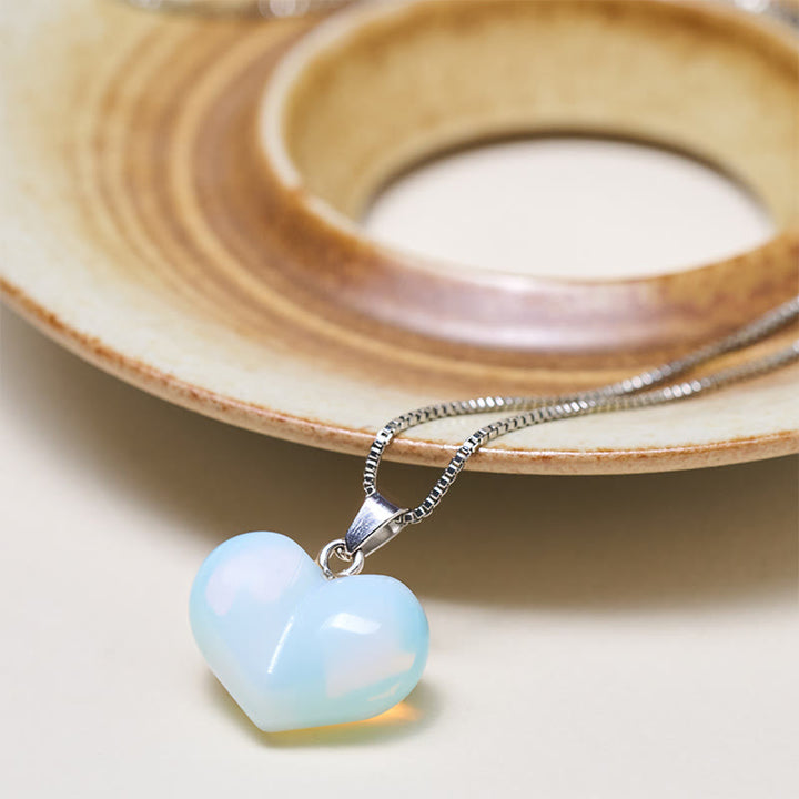 Buddha Stones ​​Herz-Design Amethyst Topas Rosa Kristall Opal Tigerauge Weißer Kristall Roter Jaspis Amazonit Grüner Aventurin Schwarzer Obsidian Citrin Balance Halskette Anhänger - image 18