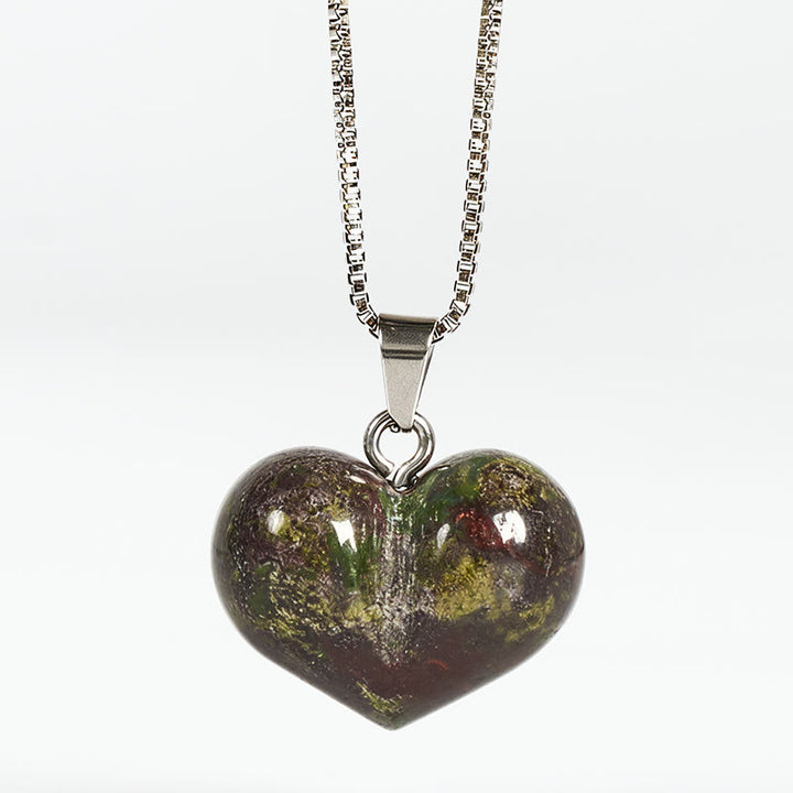 Buddha Stones ​​Herz-Design Amethyst Topas Rosa Kristall Opal Tigerauge Weißer Kristall Roter Jaspis Amazonit Grüner Aventurin Schwarzer Obsidian Citrin Balance Halskette Anhänger - Drachenblutjaspis - image 9