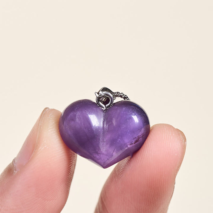 Buddha Stones ​​Herz-Design Amethyst Topas Rosa Kristall Opal Tigerauge Weißer Kristall Roter Jaspis Amazonit Grüner Aventurin Schwarzer Obsidian Citrin Balance Halskette Anhänger - image 2