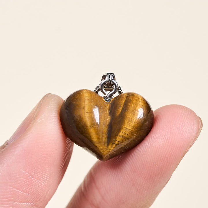 Buddha Stones ​​Herz-Design Amethyst Topas Rosa Kristall Opal Tigerauge Weißer Kristall Roter Jaspis Amazonit Grüner Aventurin Schwarzer Obsidian Citrin Balance Halskette Anhänger - image 21