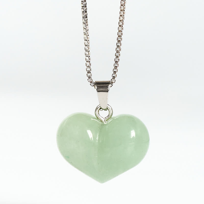 Buddha Stones ​​Herz-Design Amethyst Topas Rosa Kristall Opal Tigerauge Weißer Kristall Roter Jaspis Amazonit Grüner Aventurin Schwarzer Obsidian Citrin Balance Halskette Anhänger - Grüner Aventurin - image 36