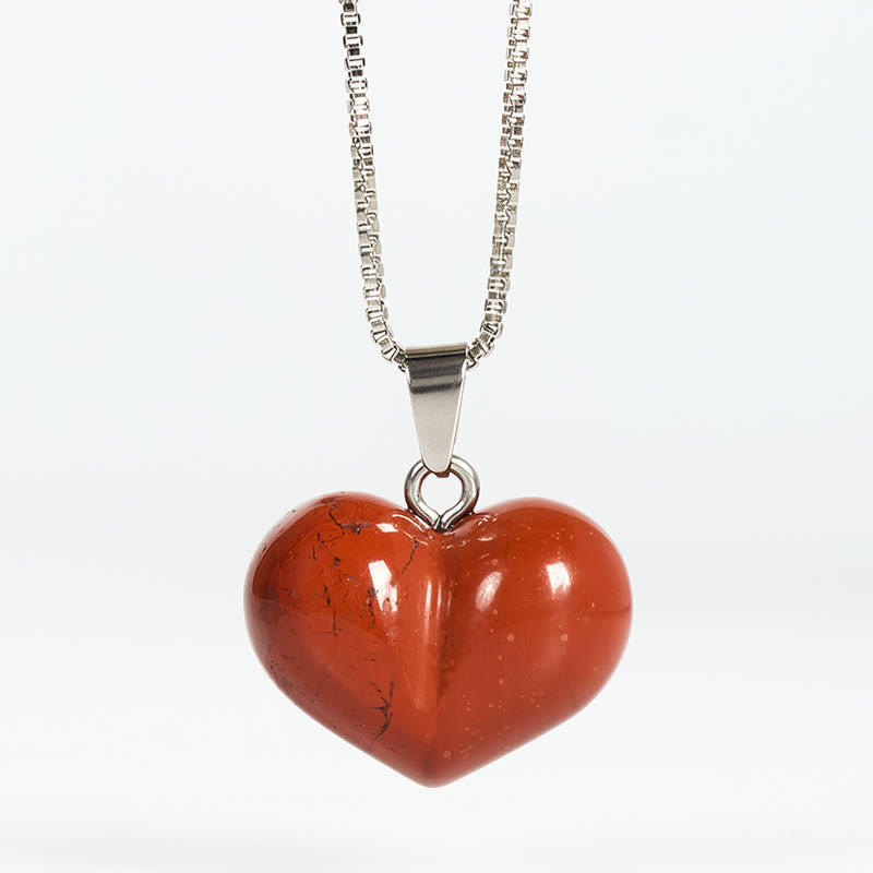 Buddha Stones ​​Herz-Design Amethyst Topas Rosa Kristall Opal Tigerauge Weißer Kristall Roter Jaspis Amazonit Grüner Aventurin Schwarzer Obsidian Citrin Balance Halskette Anhänger - Roter Jaspis - image 28