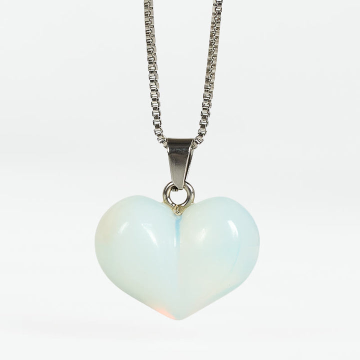 Buddha Stones ​​Herz-Design Amethyst Topas Rosa Kristall Opal Tigerauge Weißer Kristall Roter Jaspis Amazonit Grüner Aventurin Schwarzer Obsidian Citrin Balance Halskette Anhänger - Opal - image 16