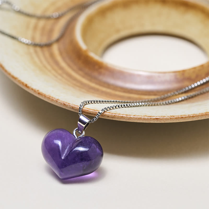 Buddha Stones ​​Herz-Design Amethyst Topas Rosa Kristall Opal Tigerauge Weißer Kristall Roter Jaspis Amazonit Grüner Aventurin Schwarzer Obsidian Citrin Balance Halskette Anhänger - image 3