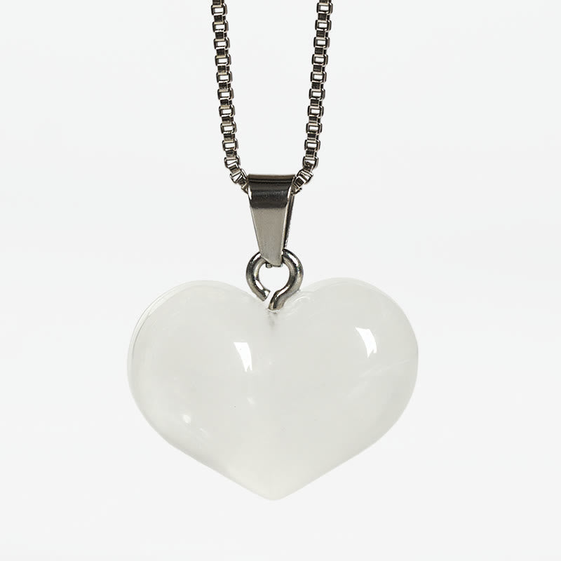 Buddha Stones ​​Herz-Design Amethyst Topas Rosa Kristall Opal Tigerauge Weißer Kristall Roter Jaspis Amazonit Grüner Aventurin Schwarzer Obsidian Citrin Balance Halskette Anhänger - Weißer Kristall - image 24