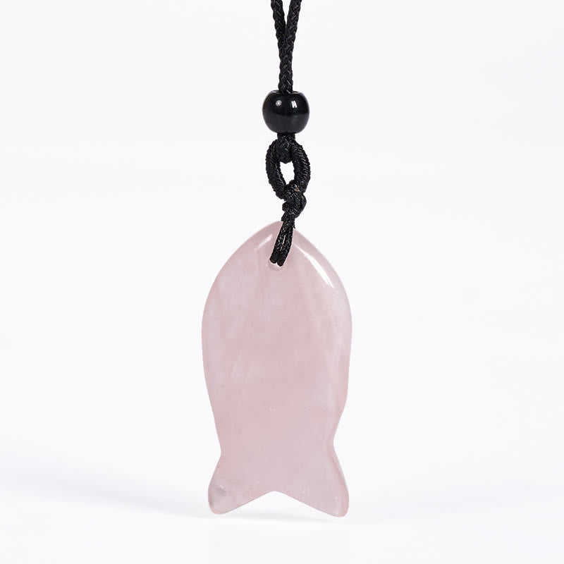 Buddha Stones, Koi-Fisch, rosa Kristall, indischer Achat, Amethyst, Topas, roter Jaspis, Erfolg, Wärme-Halskette, Anhänger - Rosa Kristall - image 1