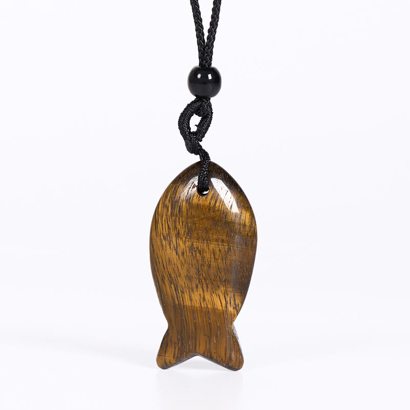 Buddha Stones, Koi-Fisch, rosa Kristall, indischer Achat, Amethyst, Topas, roter Jaspis, Erfolg, Wärme-Halskette, Anhänger - Tigerauge - image 30