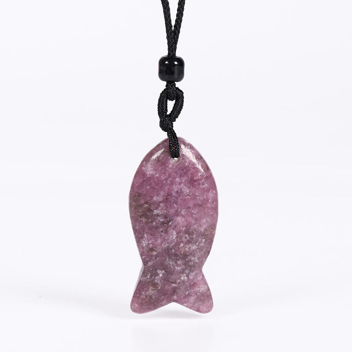 Buddha Stones, Koi-Fisch, rosa Kristall, indischer Achat, Amethyst, Topas, roter Jaspis, Erfolg, Wärme-Halskette, Anhänger - Amethyst - image 10