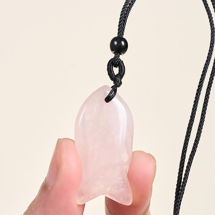 Buddha Stones, Koi-Fisch, rosa Kristall, indischer Achat, Amethyst, Topas, roter Jaspis, Erfolg, Wärme-Halskette, Anhänger - image 2