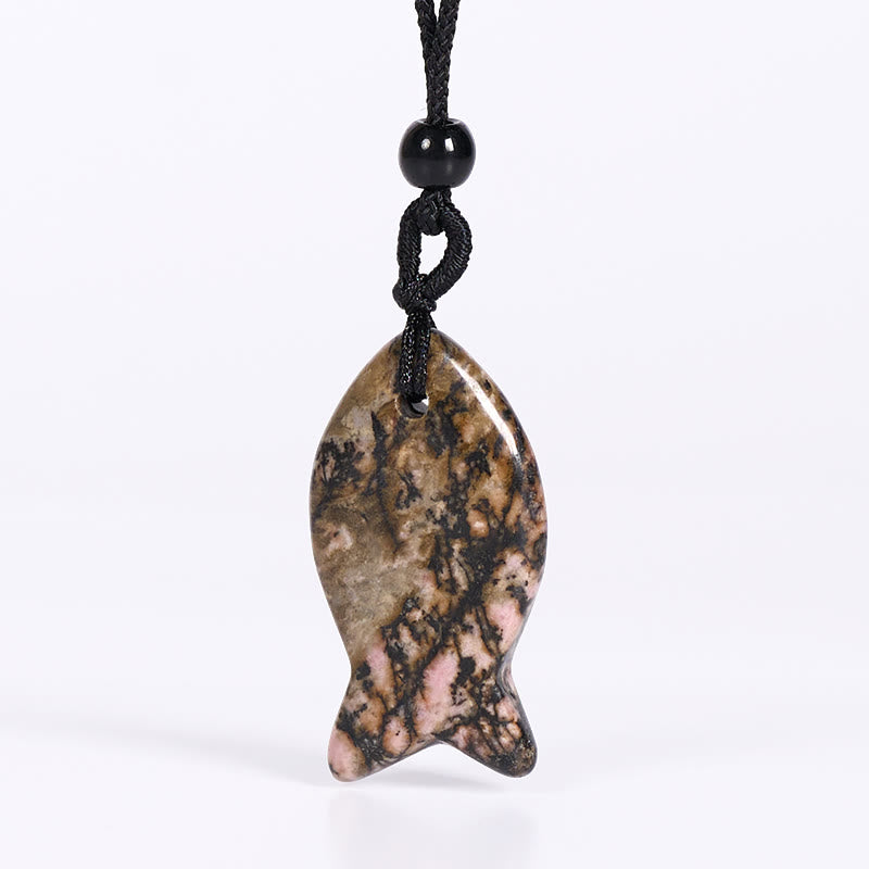 Buddha Stones, Koi-Fisch, rosa Kristall, indischer Achat, Amethyst, Topas, roter Jaspis, Erfolg, Wärme-Halskette, Anhänger - Rhodonit - image 26