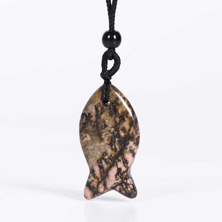 Buddha Stones, Koi-Fisch, rosa Kristall, indischer Achat, Amethyst, Topas, roter Jaspis, Erfolg, Wärme-Halskette, Anhänger - Rhodonit - image 26