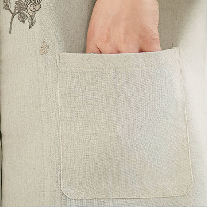 Buddha Stones Damen-Baumwollbluse mit Dreiviertelärmeln, Taschen und Stickerei mit Blumenmuster für den Arbeitsweg - image 15