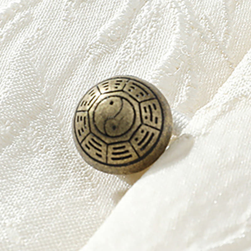 Buddha Stones Herrenhemd aus Baumwolle mit halben Ärmeln und strukturiertem Jacquard-Bagua-Muster. - image 4