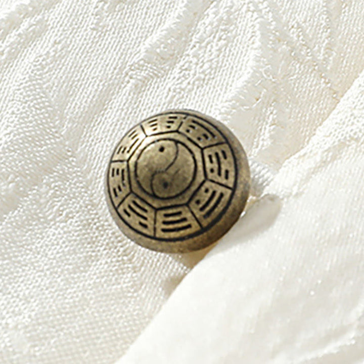 Buddha Stones Herrenhemd aus Baumwolle mit halben Ärmeln und strukturiertem Jacquard-Bagua-Muster. - image 4