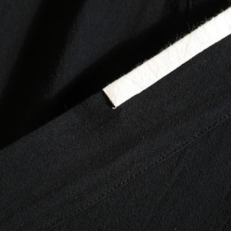 Buddha Stones Bestickte, offene Kurzarmjacke mit Kranich- und Wolkenmuster, Herren-Baumwollkimono - image 8