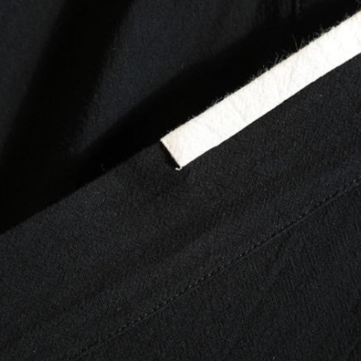 Buddha Stones Bestickte, offene Kurzarmjacke mit Kranich- und Wolkenmuster, Herren-Baumwollkimono - image 8