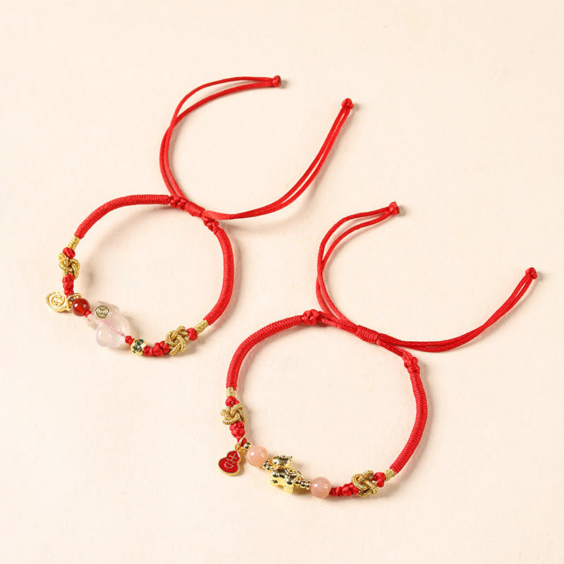 Buddha Stones Jahr des Pferdes Kupfer Sonnenstein Weißer Achat Rote Schnur Glücksarmband - image 4