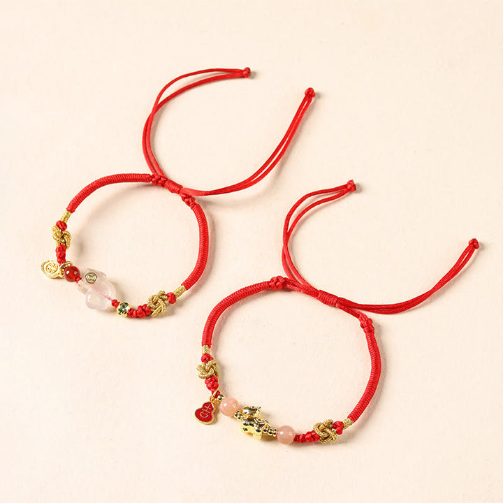 Buddha Stones Jahr des Pferdes Kupfer Sonnenstein Weißer Achat Rote Schnur Glücksarmband - image 4