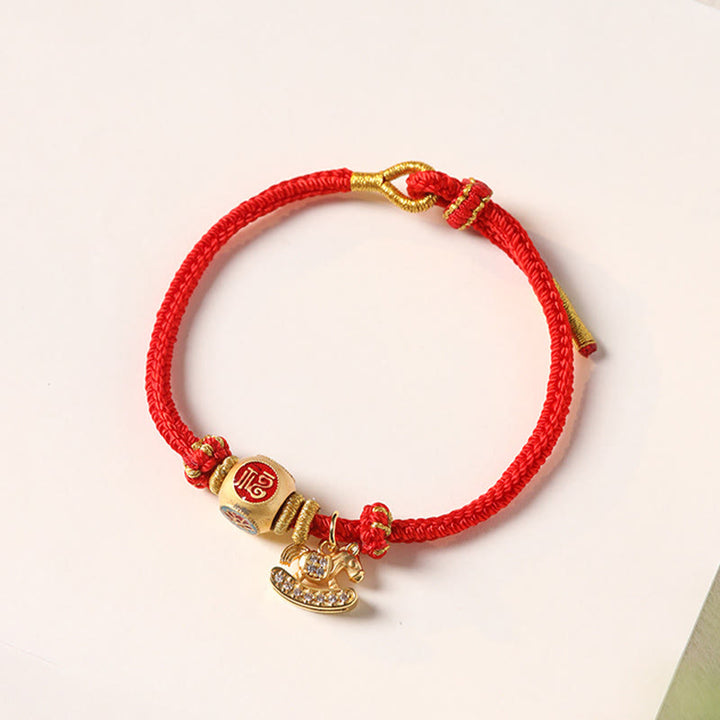 Buddha Stones Jahr des Pferdes Kupferrotes Armband mit Lotus-Glückssymbolen - image 12
