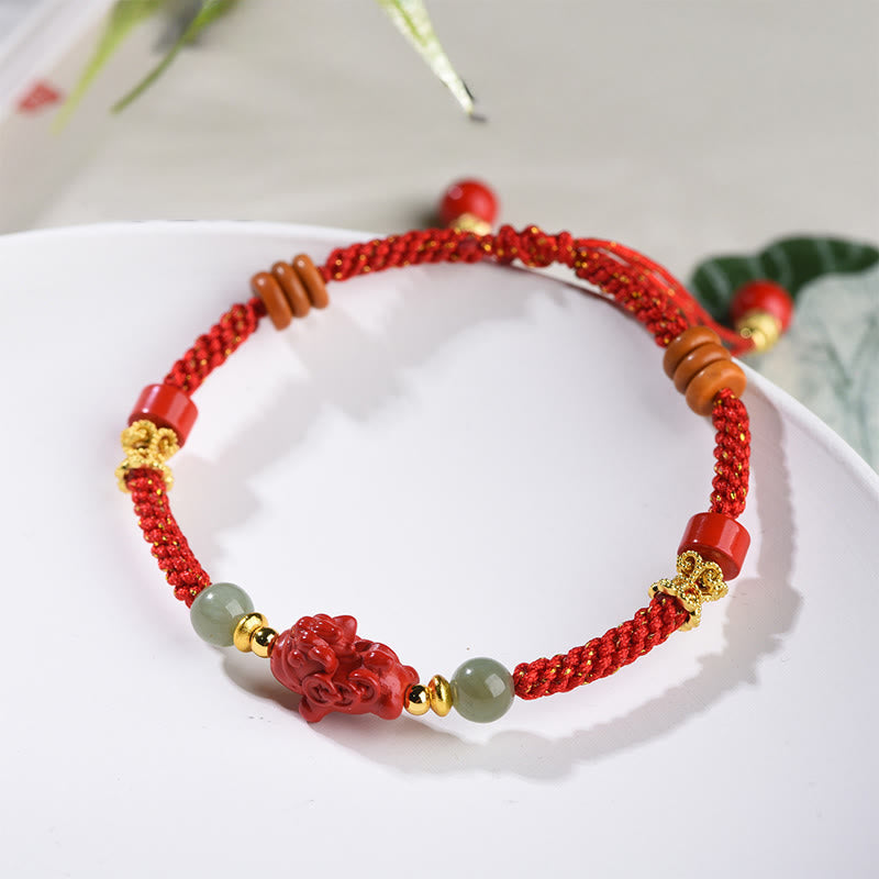 Buddha Stones Jahr des Pferdes, Zinnober, Hetian-Jade, rotes Armband - image 1